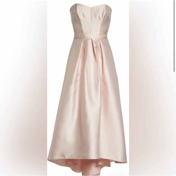 Alfred Sung D699S Strapless Pleated High/Low Sateen Twill Gown Blush Size 16 NWT - Picture 5 of 12